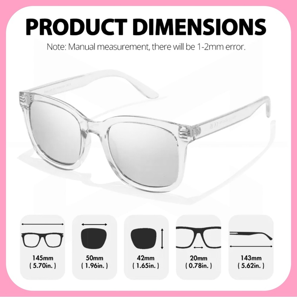 BRIGHT PINK MIRROR SUNGLASSES WITH CLEAR FRAMES AND PINK LEGS-NEW - Picture 5 of 6
